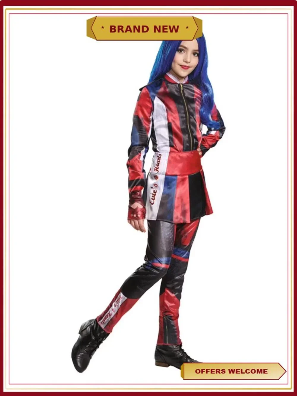 Girls Descendants Deluxe Evie Costume Polyester Jumpsuit Glovettes